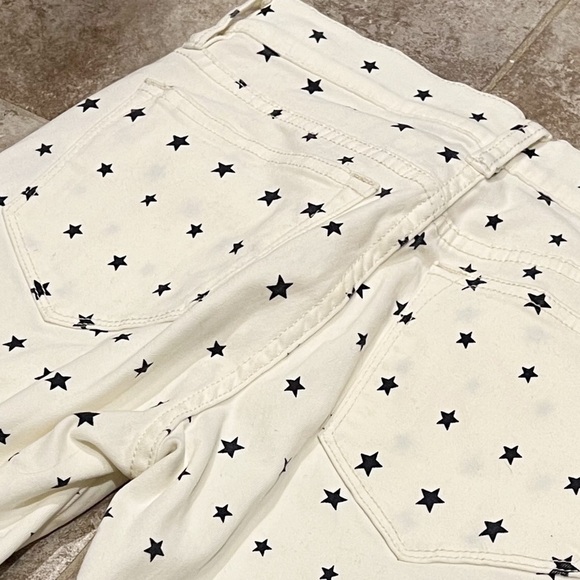 J. Crew Toothpick Mini Star Print Skinny Jeans Cream White Navy Mid Rise 24 - Picture 4 of 10